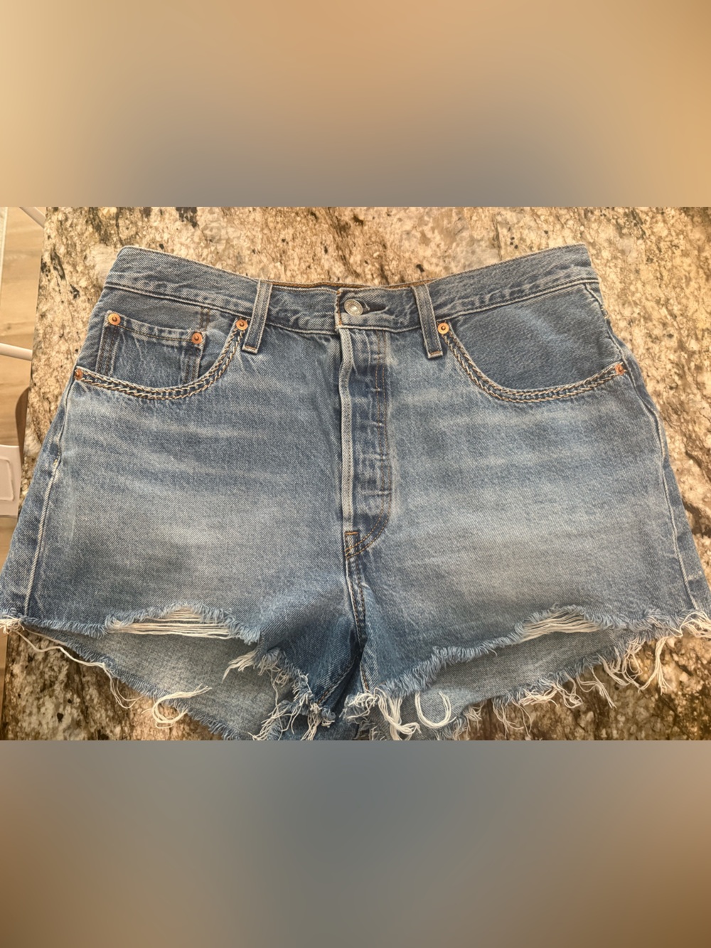 Levi's Distressed 501 contrast stitching